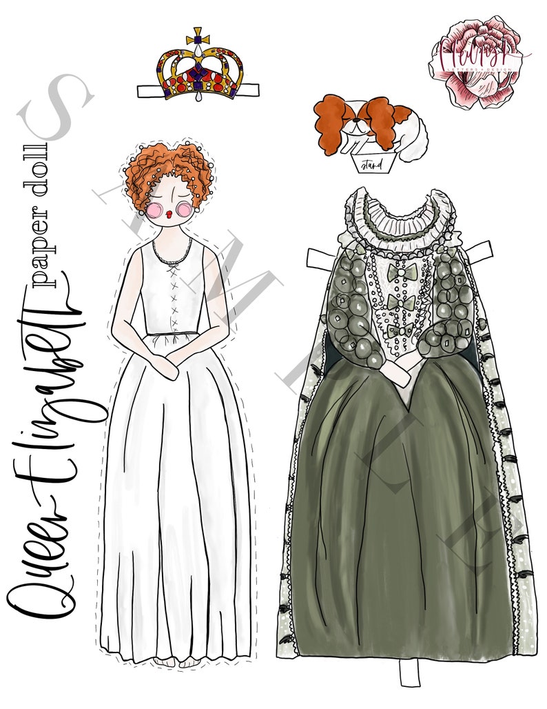 Queen Elizabeth I Paper Doll / DIY Historical Women Paper Etsy