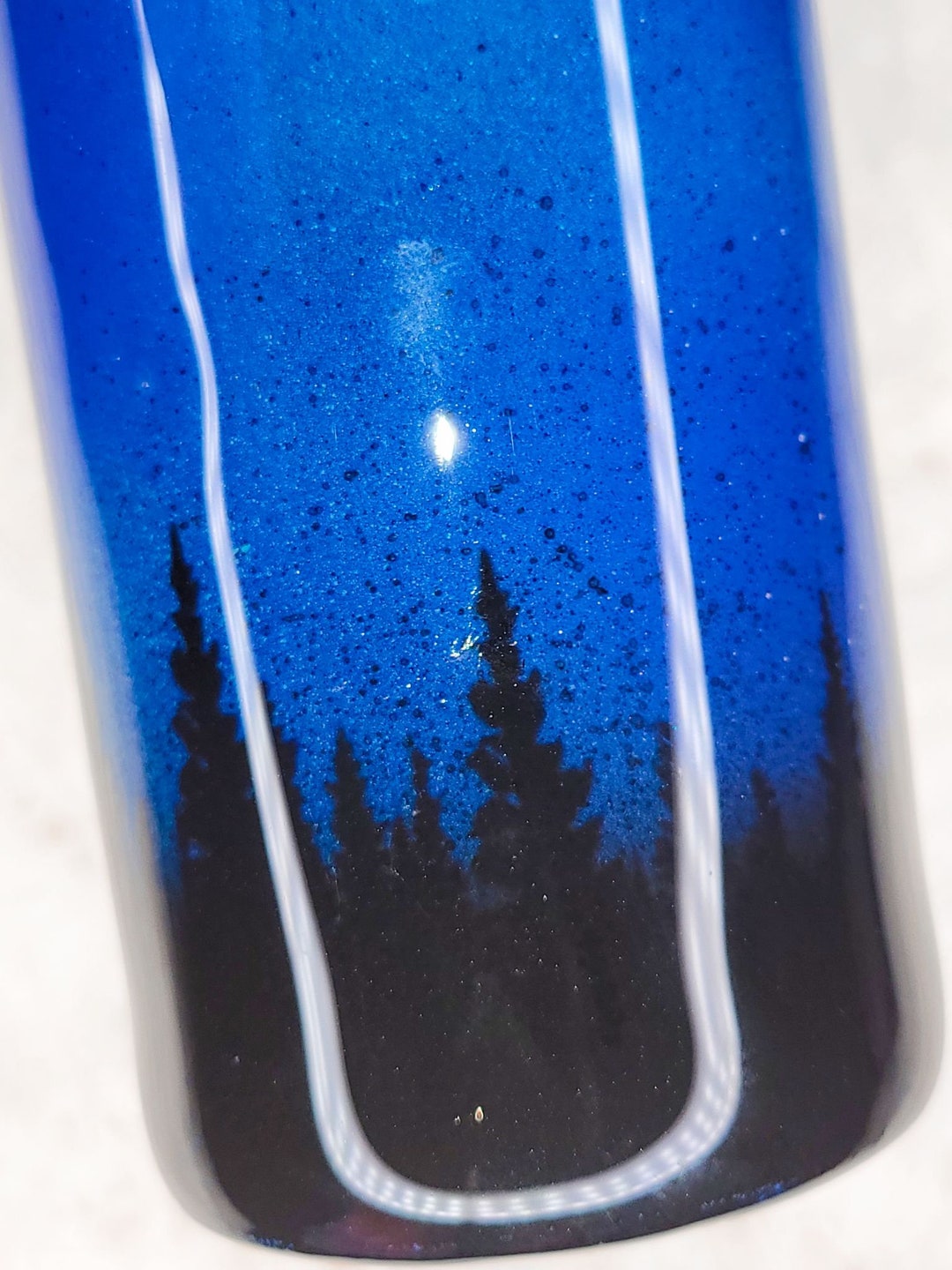 Forest Silhouette Against Night Sky With Stars on 20 Oz - Etsy