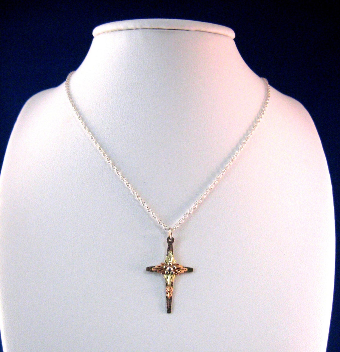 Necklace Landstrom Black Hills Gold Cross 10kt Gold Sterling Etsy