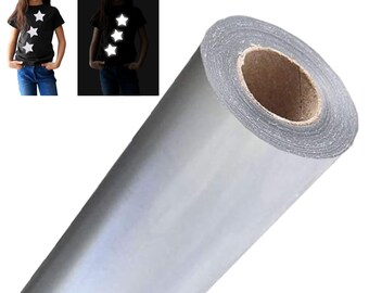 Heat Transfer Vinyl Silver Reflective HTV, Iron on Vinyl for Cutter Machine, Cameo, Silhouette, 20" by 10 feet,  DIY Design T-shirts