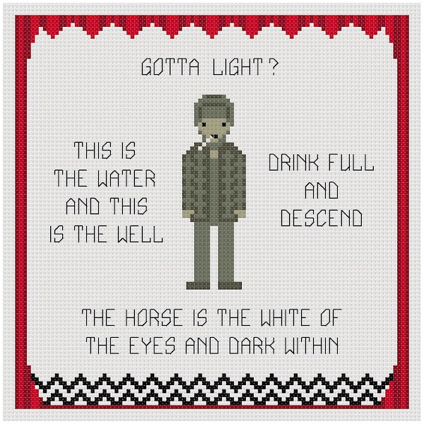 Twin Peaks Gotta Light ? - Cross Stitch PDF Pattern Instant Download