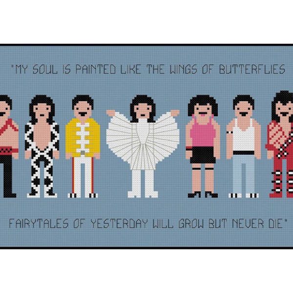 Freddie Mercury Queen Pixel People- Cross Stitch PDF Pattern Instant Download