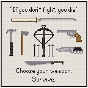 The Walking Dead Fight Or Die - Cross Stitch PDF Pattern Instant Download