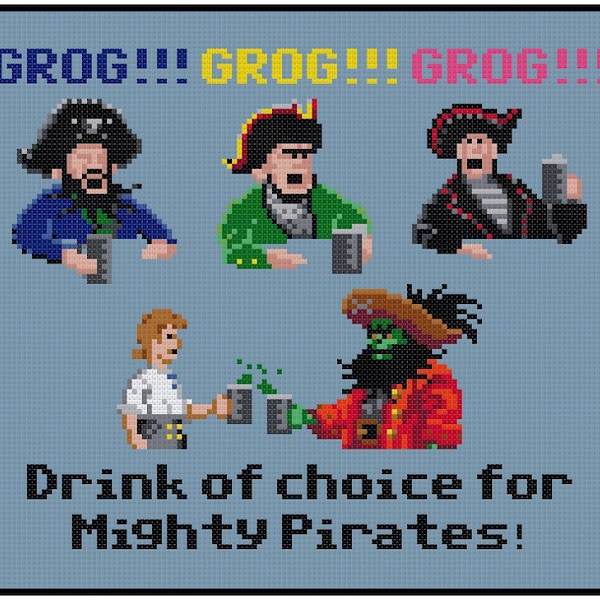 Monkey Island Grog Video Game  - Cross Stitch PDF Pattern Instant Download