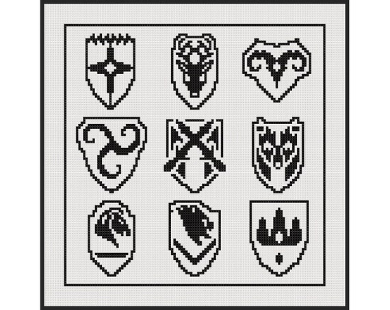 Skyrim Cities Video Game Cross Stitch PDF Pattern Instant Download.