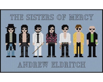 The Sisters Of Mercy Andrew Eldritch Pixel People - Cross Stitch PDF Pattern Instant Download