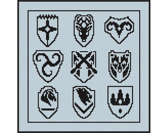 Skyrim Cities Video Game Cross Stitch PDF Pattern Instant Download.