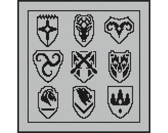 Skyrim Cities Video Game Cross Stitch PDF Pattern Instant Download.