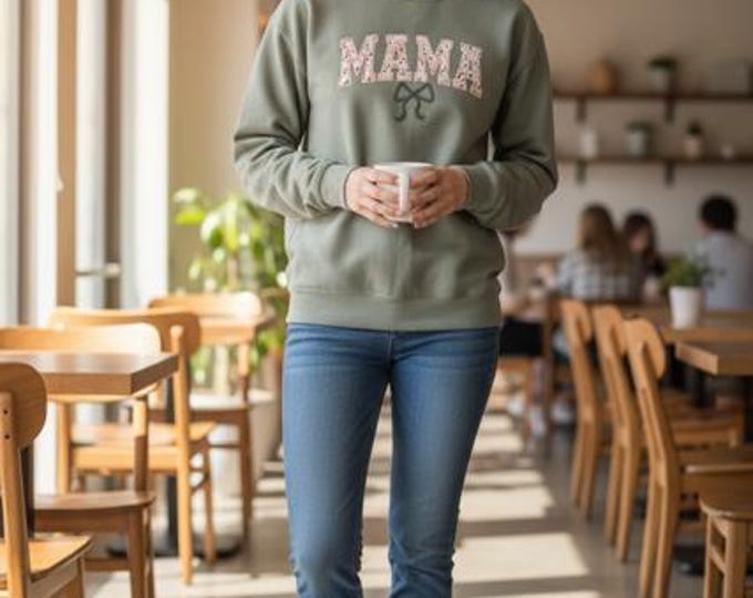 MAMA Sweatshirt with Bow - Green sage