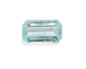 GIA certified .99ct Paraiba Tourmaline, 8.18 x 4.79mm. Loose natural Emerald cut neon green-blue Paraiba Tourmaline from Mozambique.
