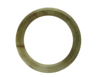 56mm. GIA certified untreated type A Jadeite Jade Bangle. All natural, Fei Cui. Translucent medium brownish green. Pre-owned pre 2005.
