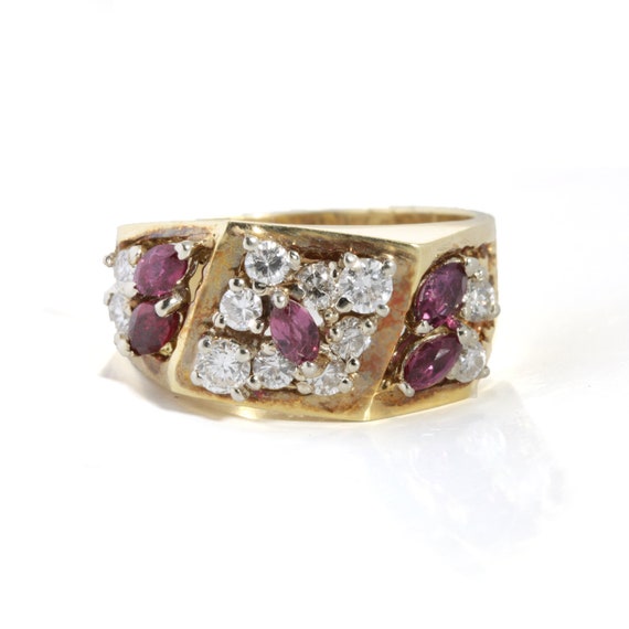 Vintage diamonds, Rubies ring/statement cocktail … - image 1