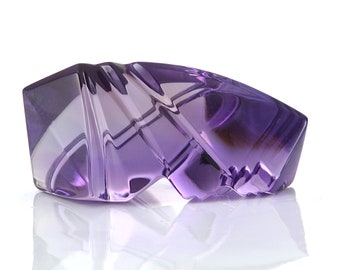 56ct carved Amethyst. Large natural Artist-carved fantasy cut Amethyst for ring, pendant, sculpture. Loose. From estate collection.