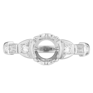 NEW REPLICA Antique Vintage Art deco engagement ring setting semi-mounting. Platinum, diamonds. Fits 6mm round. Price Reduced.