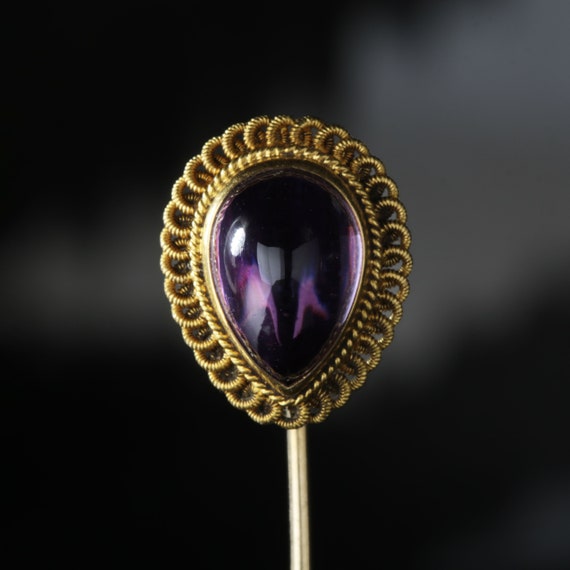 14kt Etruscan vintage Amethyst stick pin/stickpin… - image 3