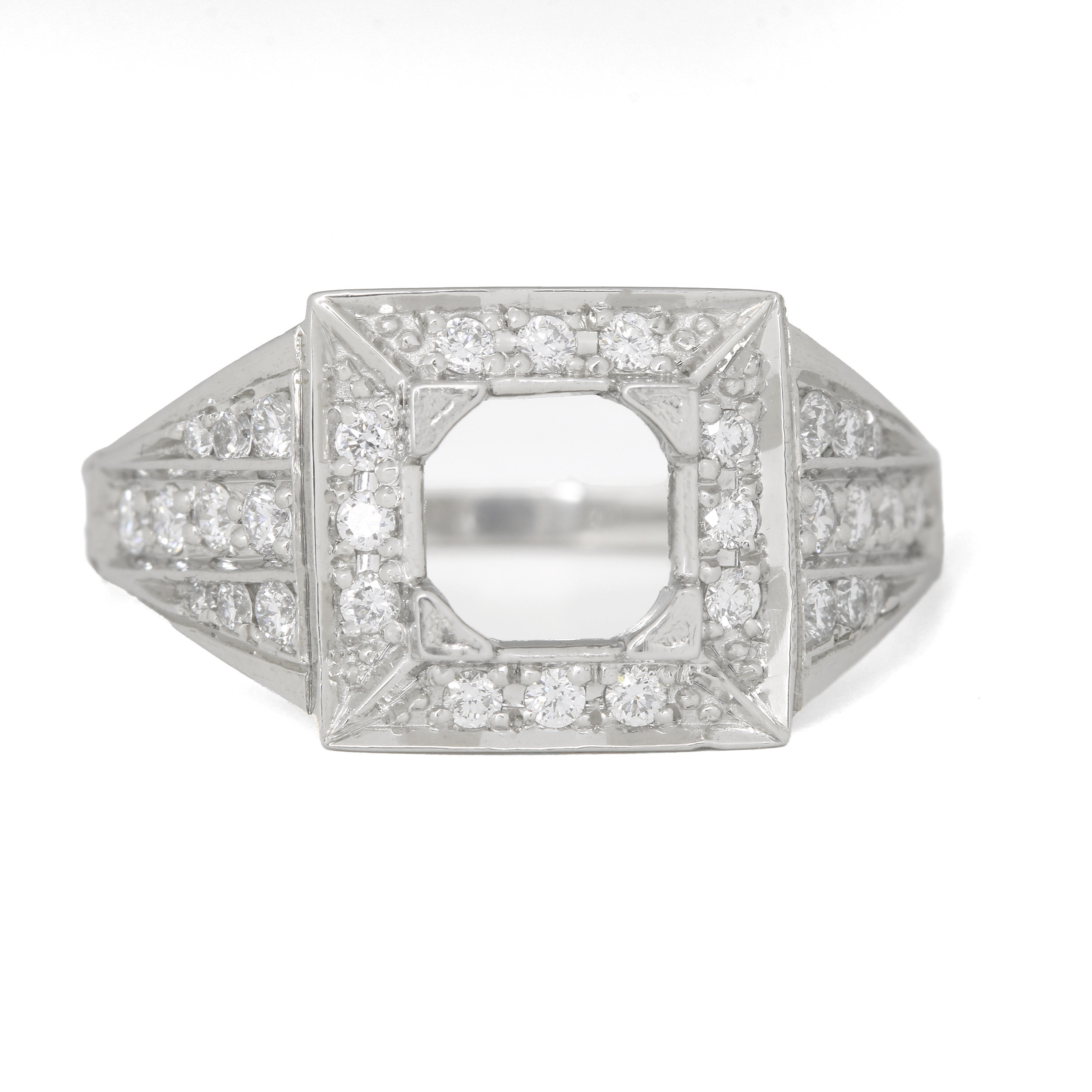 Vintage STYLE Engagement Ring Setting/semi-mounting. Platinum, Diamonds ...