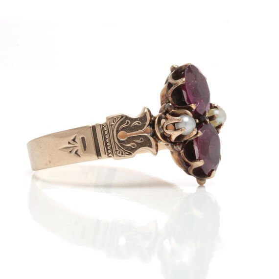 10kt rose gold, pearls, purple red garnets. Victo… - image 4