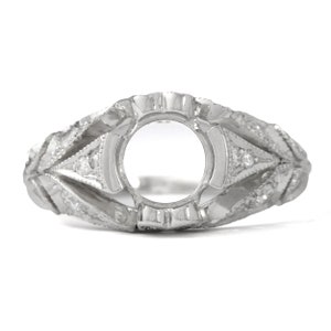 NEW REPLICA Antique Vintage Edwardian engagement ring, statement ring setting. Platinum, diamond semi mount. Fit 6.5mm round. Price Reduced.