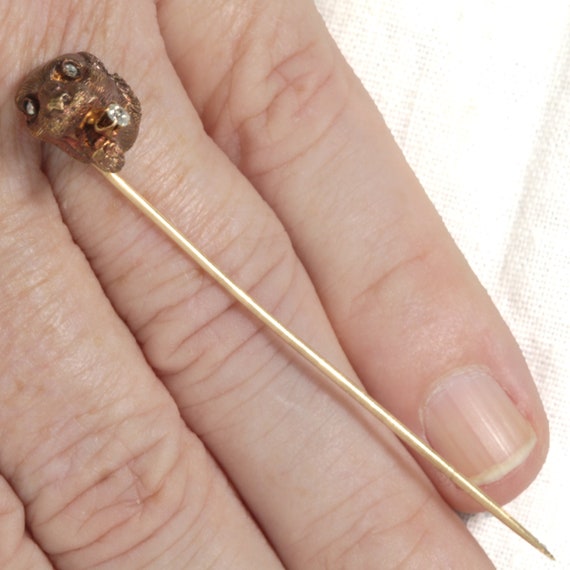 Antique vintage tiger/lion stick pin/stickpin/lap… - image 8