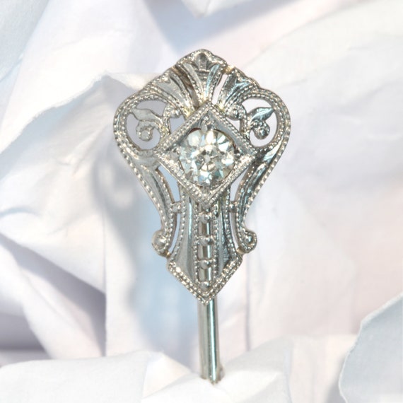 Art Deco vintage diamond stick pin/stickpin/lapel… - image 7