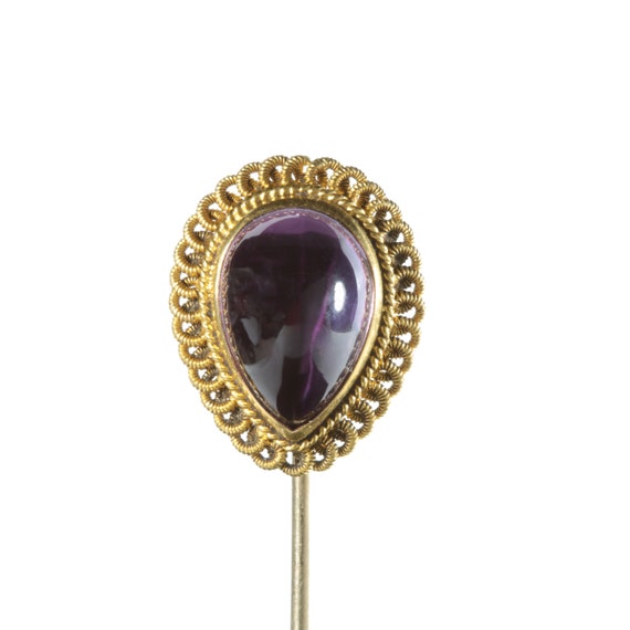 14kt Etruscan vintage Amethyst stick pin/stickpin… - image 1