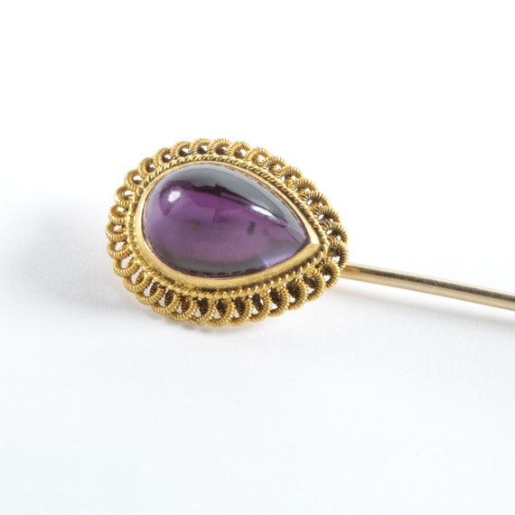 14kt Etruscan vintage Amethyst stick pin/stickpin… - image 8