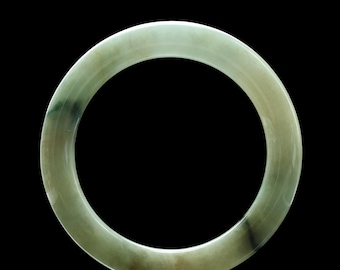 60mm. GIA certified untreated Jadeite Jade bangle Type A brownish green translucent. Fei Cui. Rare fine quality substantial Jadeite. Estate.