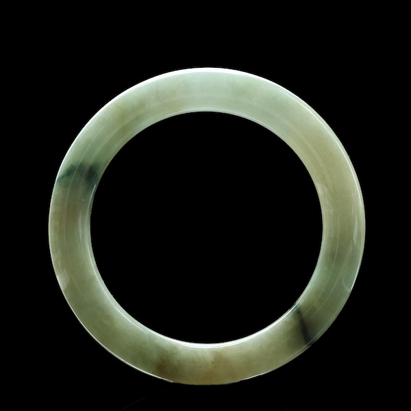 60mm. GIA certified untreated Jadeite Jade bangle Type A brownish green translucent. Fei Cui. Rare fine quality substantial Jadeite. Estate.