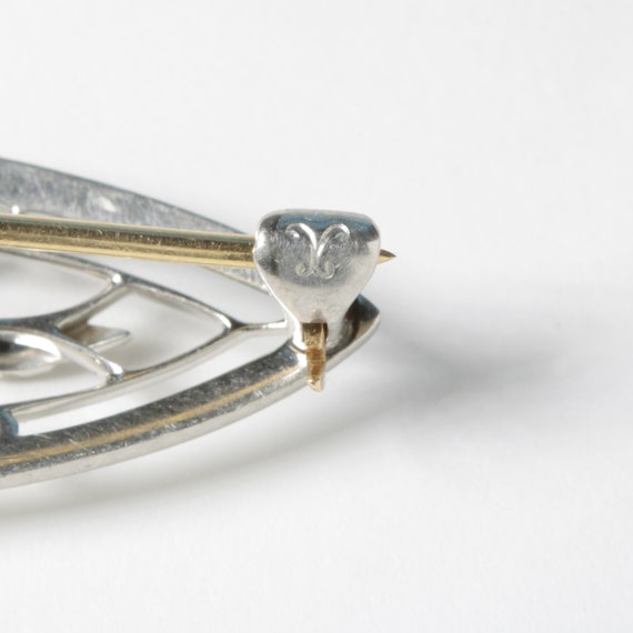 Vintage platinum diamond brooch/lapel pin. 1-3/8"… - image 5