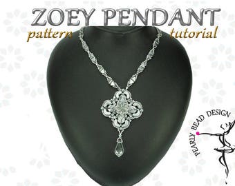 ZOEY Pendant pattern with PUCA beads (Tinos, Arcos, Kheops), DIY tutorial