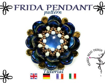 FRIDA PENDANT pattern with ripple beads tutorial DIY