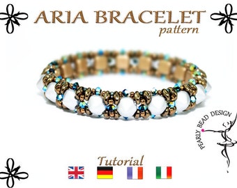 ARIA bracelet pattern with Tipp beads, Tile and Swarovski bicone DIY tutorial
