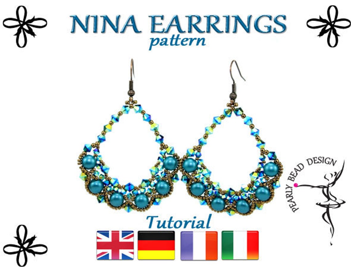 NINA EARRINGS Pattern Tutorial With Double Hole Cabochons and Swarovski