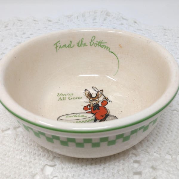 Vintage Ralston Purina Cereal Bowl, Find The Bottom, Um-m All Gone Bowl, Rabbit Bunny Bowl, Ralston Cereal Bowl, Cereal Bowl