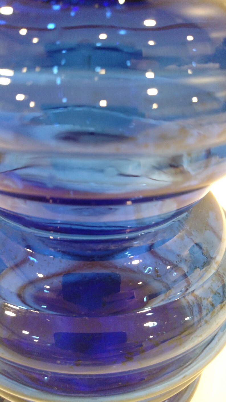 Cobalt Blue Ribbed Glass Vase Marked Usa 3 Etsy