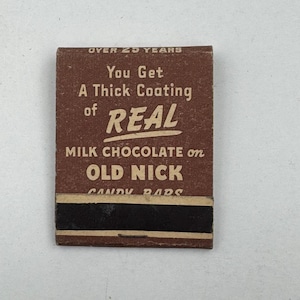 Vintage Matchbook Old Nick Candy Bar NOS Never Used.
