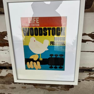 Póster vintage de Woodstock enmarcado auténtico