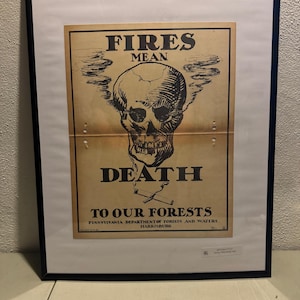 Cartel vintage de incendios forestales: Los incendios significan muerte