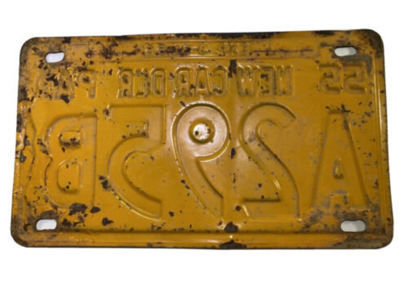 Vintage 1955 Pennsylvania License Plate RARE New Car Dealer