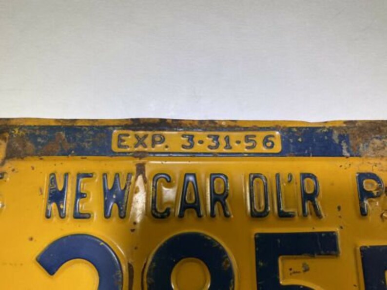 Vintage 1955 Pennsylvania License Plate RARE New Car Dealer