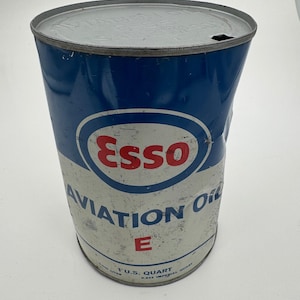 Vintage Esso Aviation Oil Can E Dented
