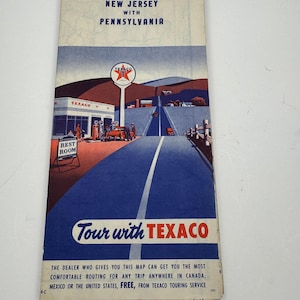 Vintage Landkarte Texaco New Jersey PA NOS