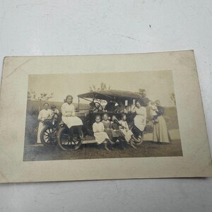 Vintage Real Photo Post Card Family Car