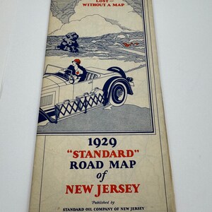 Vintage Straßenkarte Standard Oil NJ 1929 Mint