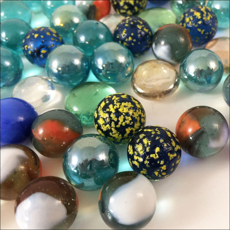 Vintage Marbles and Flat Gems with HTF Speckled Marbles 50 pc Etsy