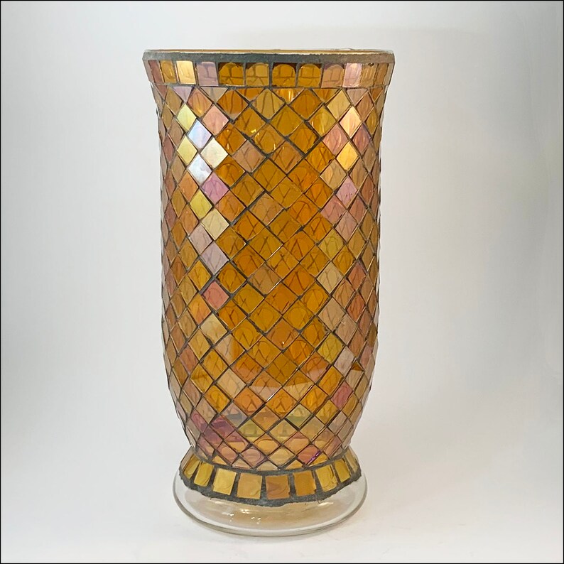 Vintage Mosaic Large Candle Holder Vase Etsy
