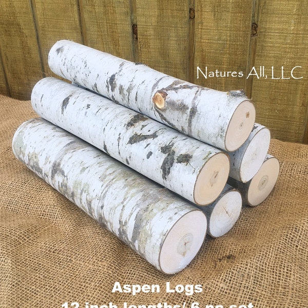 Fireplace Logs Decorative Logs Aspen Logs 6 Piece Set 12 Inch Lengths Rustic Home Decor