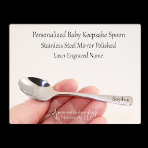 Personalized Baby Teaspoon, Laser Engraved Stainless Steel Baby Spoon, Baby's Name, Gift For New Mom, Baby Shower Gift, Keepsake