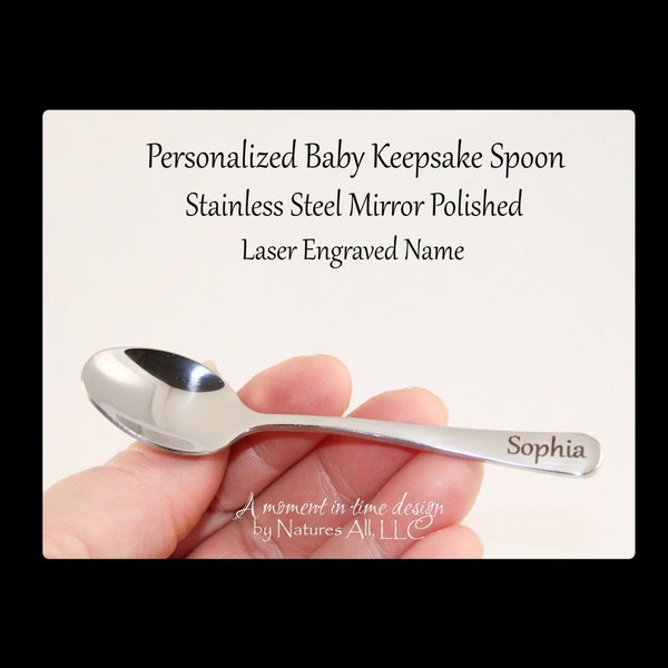 Personalized Baby Teaspoon, Laser Engraved Stainless Steel Baby Spoon, Baby's Name, Gift For New Mom, Baby Shower Gift, Keepsake