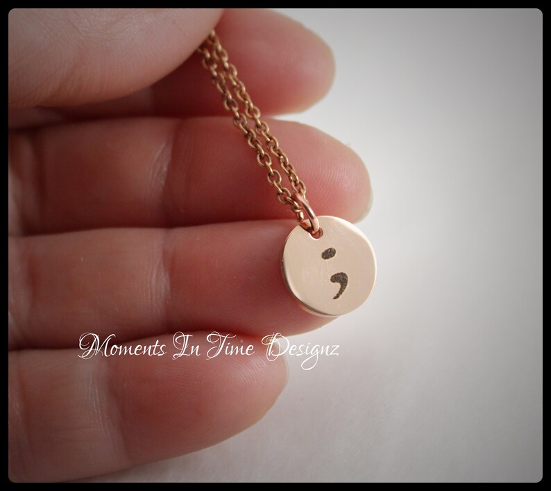Semicolon Necklace My Story Isn't Over Rose Gold Laser Etsy
